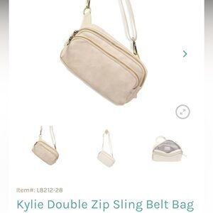 Joy Susan - Kylie Double Zip Sling Belt Bag in Linen